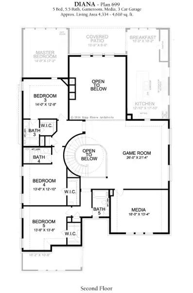 2D floor plan layout for the Diana by Landon Homes in Lexington Frisco, Frisco, TX (Image 6).