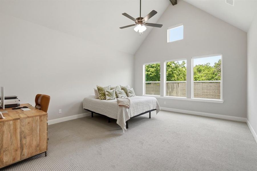 Welcome To Your Oversized Owner's Retreat Accented By A Soaring Cathedral Ceiling.  There's Ample Space For A Desk Or Peaceful Sitting Area.