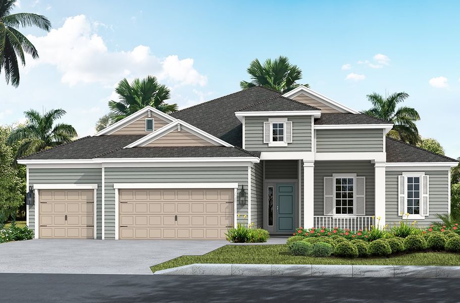 Representative exterior photo of a completed home built from the Kiawah 2 by Neal Communities in Canoe Creek, Parrish, FL (Image 2). Representative exterior photo of a completed home built from the Kiawah 2 by Neal Communities in Canoe Creek, Parrish, FL (Image 2).
