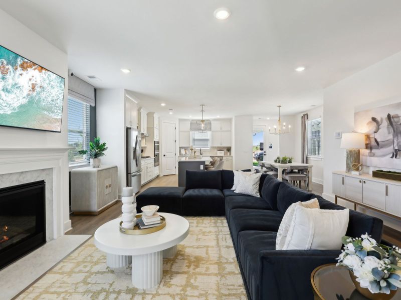 The open-concept floorplan allows for an easy flow between the great room and kitchen.