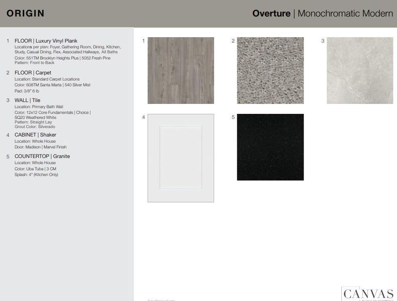 1110 Pecan Tree Lane design selections. Home is currently under construction and selections are subject to change.