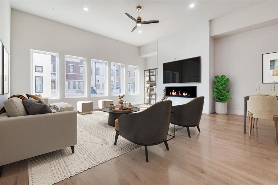 Virtually staged living area