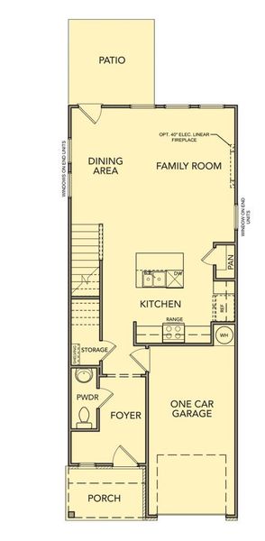 2D floor plan layout for the Oleander by Kerley Family Homes in Village Green, Adairsville, GA (Image 3).