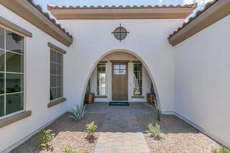 Exterior details and patio area of a home in Harmony at Montecito in Estrella, Goodyear (Image 3).
