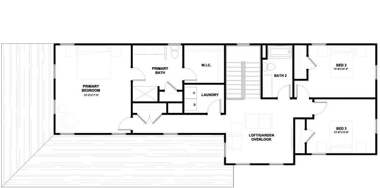 2D floor plan layout for the Madison by New Leaf Builders in Midtown Nexton/Piedmont, Summerville, SC (Image 3).