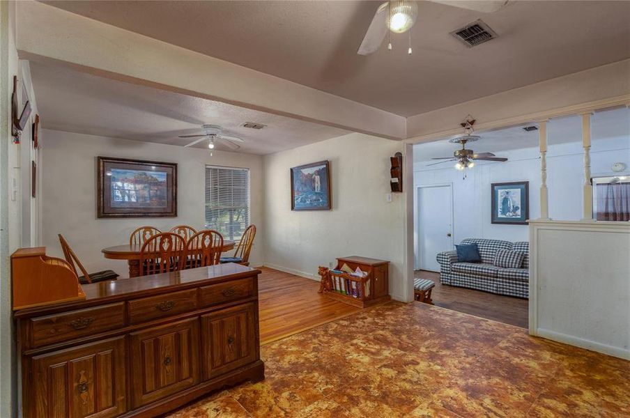 Dining area open to kitchen