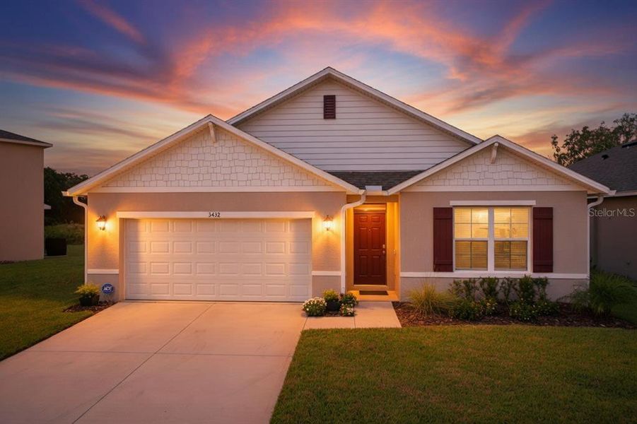 Front exterior of a new home in , Ocoee, FL, highlighting curb appeal (Image 1). Front exterior of a new home in , Ocoee, FL, highlighting curb appeal (Image 1).