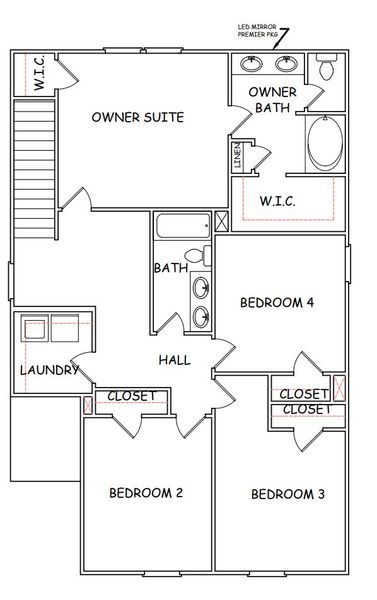 2D floor plan layout for the Sierra - Single Family Homes by Dream Finders Homes in Gleneddie Acres, Anderson, SC (Image 34).