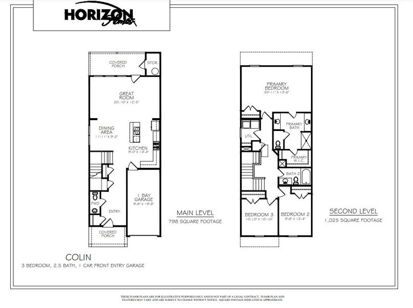 2D floor plan layout for the Colin by Horizon Construction and Development in The Village at Bonnie Oaks, Lebanon, TN (Image 5).