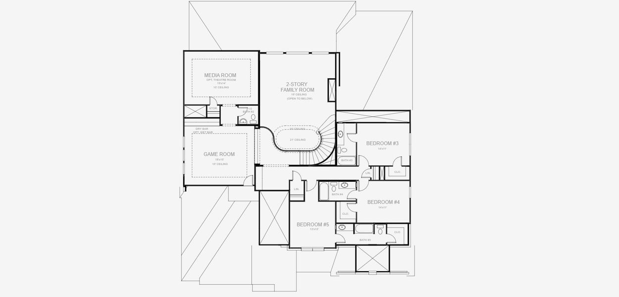 2D floor plan layout for the 4994W by Perry Homes in Sweetgrass 80', Haslet, TX (Image 4).