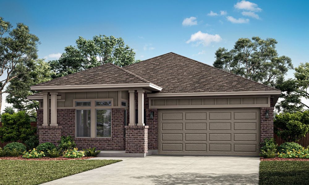 Representative exterior photo of a completed home built from the Coan by Pacesetter Homes in Village at Three Oaks, Seguin, TX (Image 1). Representative exterior photo of a completed home built from the Coan by Pacesetter Homes in Village at Three Oaks, Seguin, TX (Image 1).
