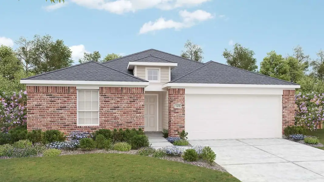 Representative exterior photo of a completed home built from the Blanton by DRB Homes in Carillon, Manor, TX (Image 1). Representative exterior photo of a completed home built from the Blanton by DRB Homes in Carillon, Manor, TX (Image 1).