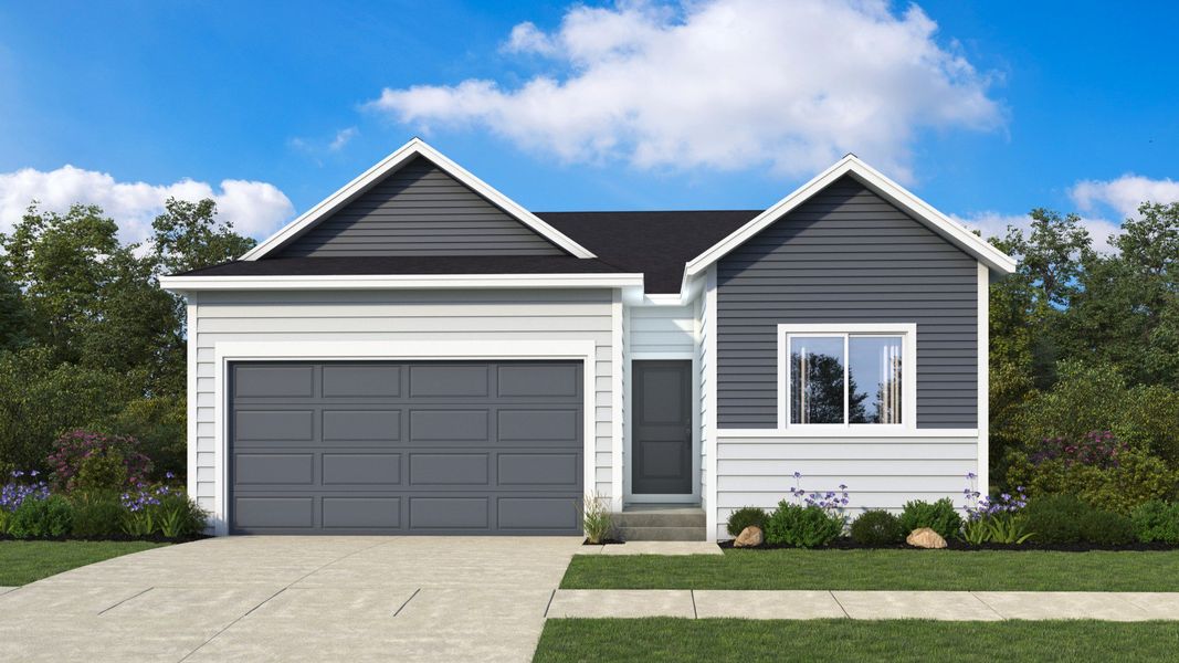 Representative exterior photo of a completed home built from the Cadence by Brightland Homes in Granary, Johnstown, CO (Image 2). Representative exterior photo of a completed home built from the Cadence by Brightland Homes in Granary, Johnstown, CO (Image 2).