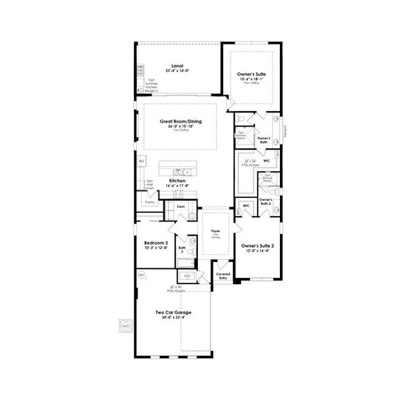 2D floor plan layout of this home in Mosaic, Port St. Lucie, FL (Image 2).