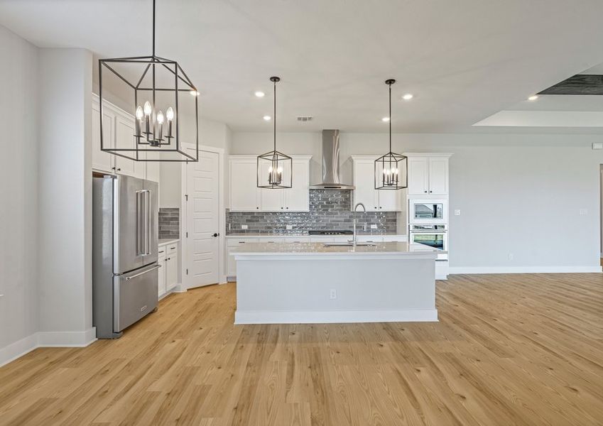 The kitchen has a convenient island.