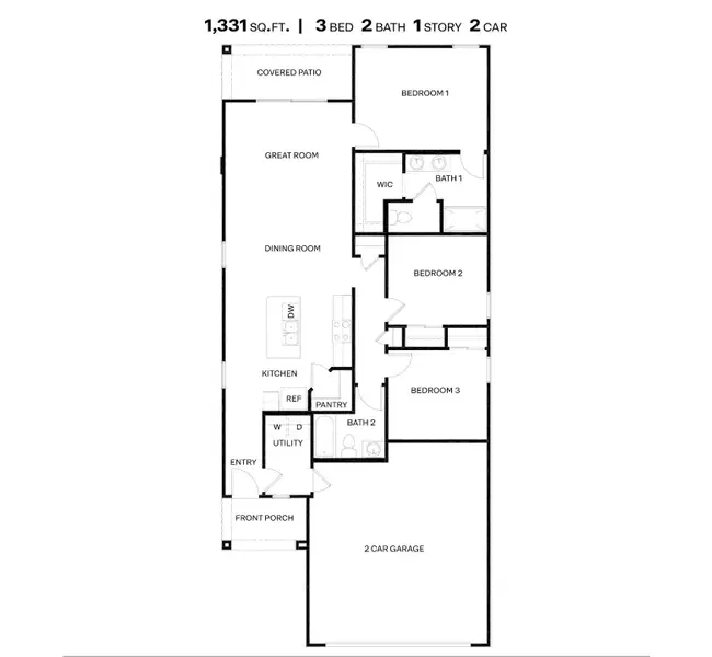 2D floor plan layout of this home in Hanson Ridge, Vail, AZ (Image 2).