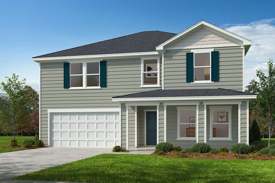 Representative exterior photo of a completed home built from the Plan 2539 Modeled by KB Home in Matthews Ridge, Lillington, NC (Image 8).