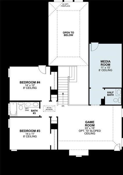 2D floor plan layout of this home in Lily Creek at Sutton Fields, Aubrey, TX (Image 3).