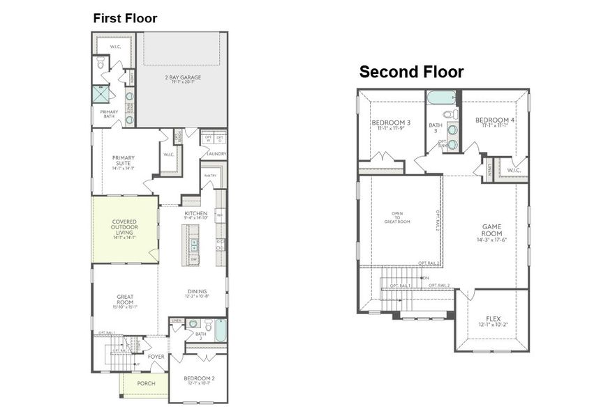 2D floor plan layout for the Walker by Tri Pointe Homes in Carriage Collection at Painted Tree, McKinney, TX (Image 3).