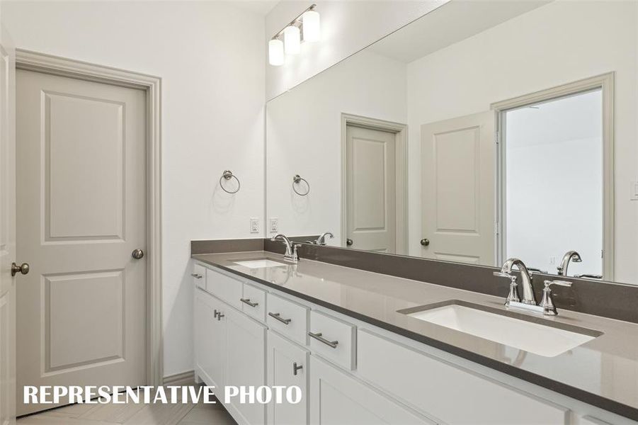 Your new owner's bath features a double vanity offering plenty of space for two!  REPRESENTATIVE PHOTO