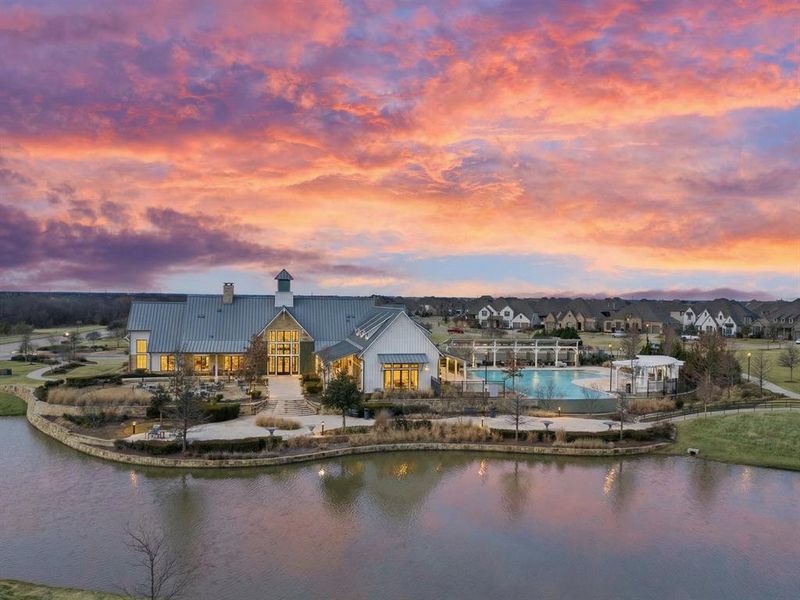 Back of community clubhouse on the water