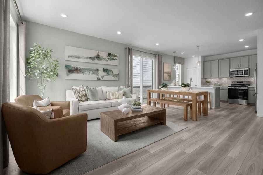 Representative furnished interior of a home built from the 1762 Modeled by KB Home in Windler Wildflower, Aurora (Image 6).