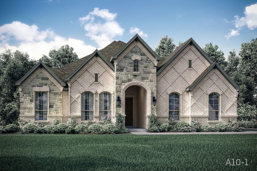 Representative exterior photo of a completed home built from the Concord by John Houston Homes in Hayes Crossing - Phase 2, Midlothian, TX (Image 4). Representative exterior photo of a completed home built from the Concord by John Houston Homes in Hayes Crossing - Phase 2, Midlothian, TX (Image 4).