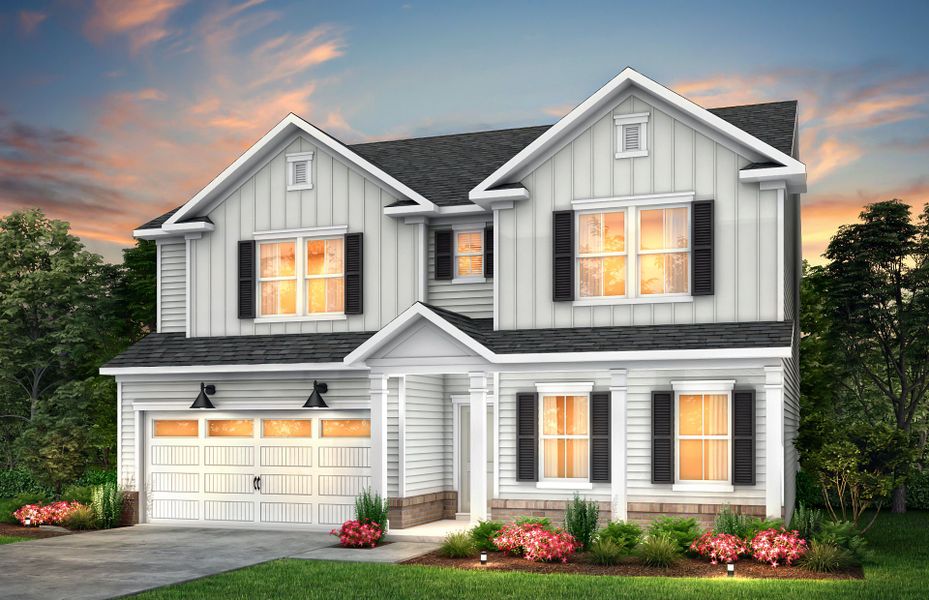 Front exterior of a new home in Parkside Crossing, Charlotte, NC, highlighting curb appeal (Image 20).
