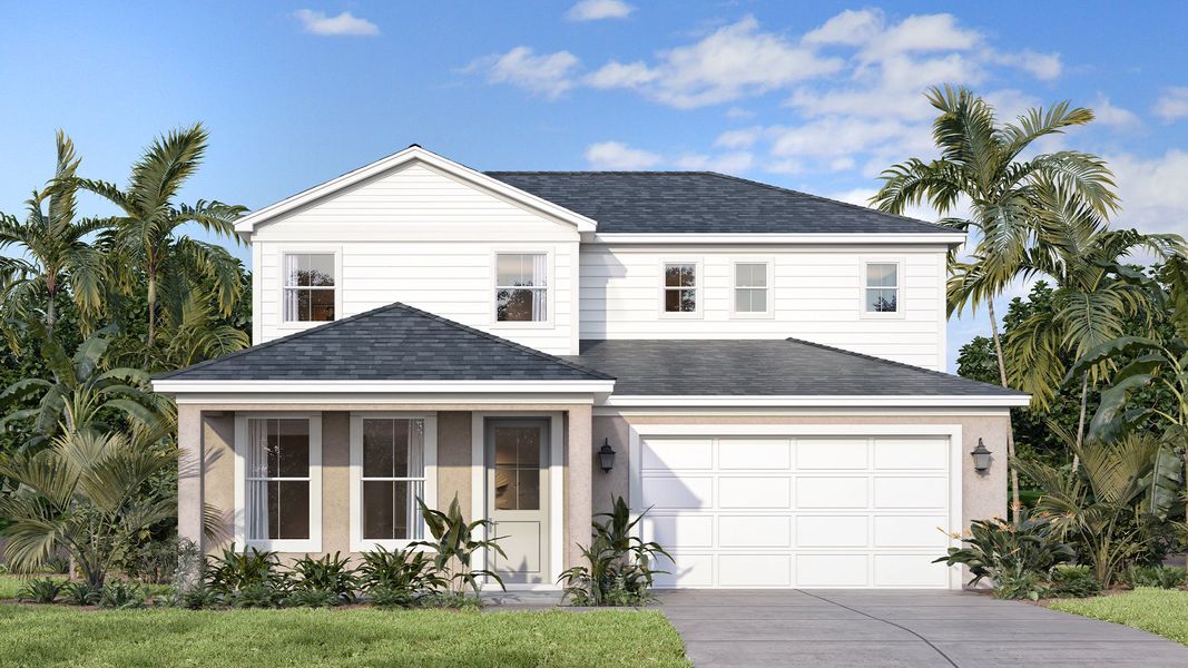 Representative exterior photo of a completed home built from the Sweetgum by DRB Homes in Lakeside at Satilla, St. Cloud, FL (Image 6).