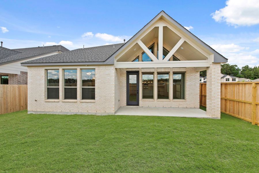 Exterior details and patio area of a home in The Trails - 45', New Caney (Image 2). Exterior details and patio area of a home in The Trails - 45', New Caney (Image 2).
