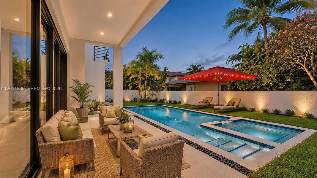 Exterior details and patio area of a home in , Miami Lakes (Image 46).