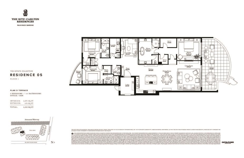 2D floor plan layout of this home in The Ritz-Carlton Residences, Palm Beach Gardens, FL (Image 4).