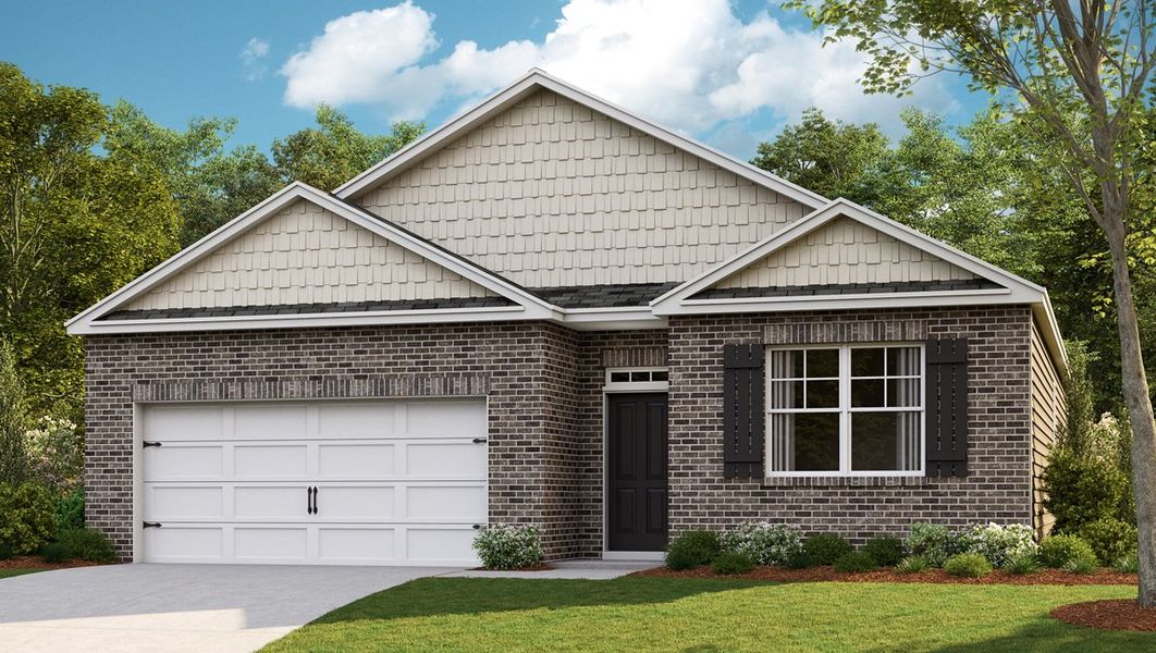 Representative exterior photo of a completed home built from the CALI by D.R. Horton in Riggs Pointe, Millington, TN (Image 1).