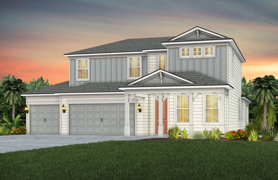 Representative exterior photo of a completed home built from the Coral Grand by Pulte Homes in Fiddler's Cove, Kingsland, GA (Image 22). Representative exterior photo of a completed home built from the Coral Grand by Pulte Homes in Fiddler's Cove, Kingsland, GA (Image 22).