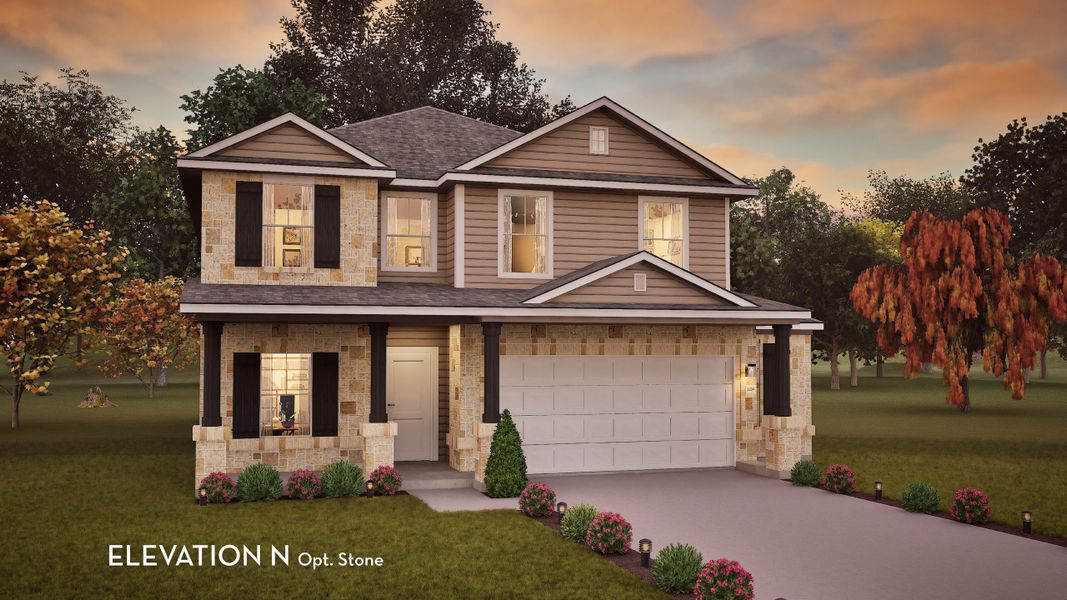 Representative exterior photo of a completed home built from the Trinity by CastleRock Communities in Paramount, Kyle, TX (Image 21).