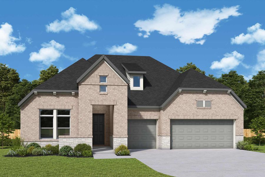 Representative exterior photo of a completed home built from the The Ingram by David Weekley Homes in Kresston – Summit Collection, Montgomery, TX (Image 20).