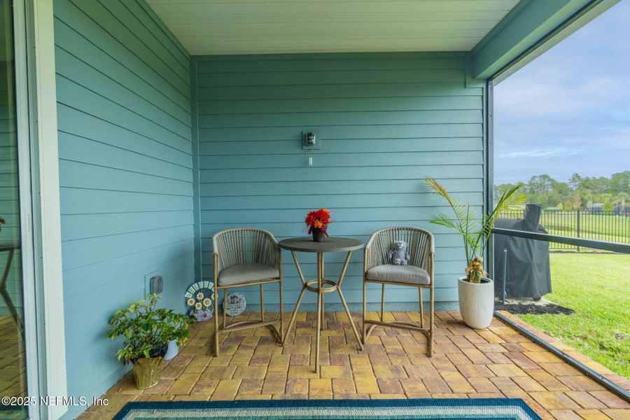 Exterior details and patio area of a home in Edenbrooke at Hyland Trail | 55+: Edenbrooke at Hyland Trail 60s, Green Cove Springs (Image 32). Exterior details and patio area of a home in Edenbrooke at Hyland Trail | 55+: Edenbrooke at Hyland Trail 60s, Green Cove Springs (Image 32).
