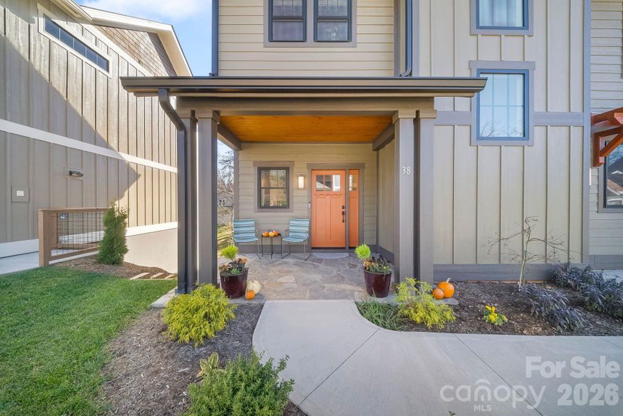 Exterior details and patio area of a home in , Asheville (Image 28).