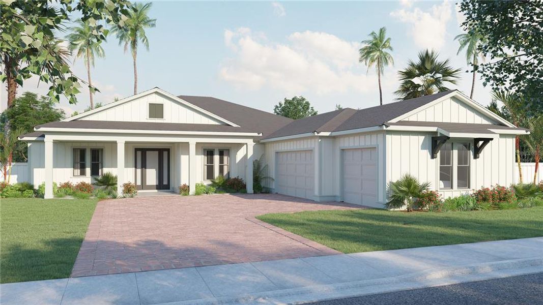 Front exterior of a new home in , Tarpon Springs, FL, highlighting curb appeal (Image 26). Front exterior of a new home in , Tarpon Springs, FL, highlighting curb appeal (Image 26).