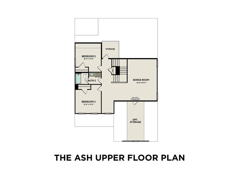 2D floor plan layout for the The Ash A Side-Entry by Davidson Homes LLC in Calista Farms, White House, TN (Image 4).
