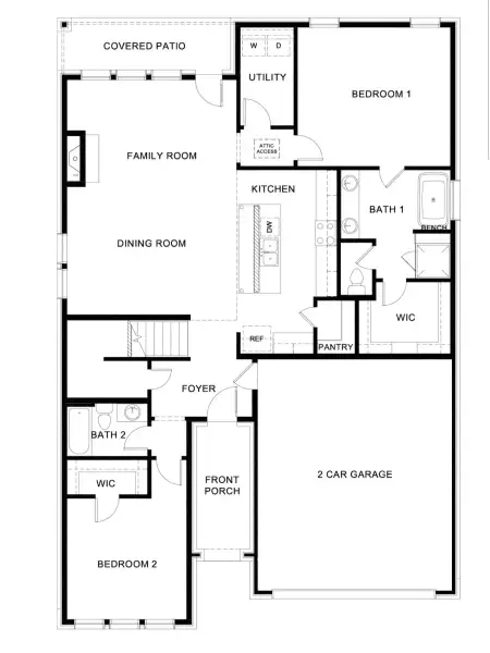 2D floor plan layout for the Estes by D.R. Horton in White Rock Trail Addition, Dallas, TX (Image 3). 2D floor plan layout for the Estes by D.R. Horton in White Rock Trail Addition, Dallas, TX (Image 3).