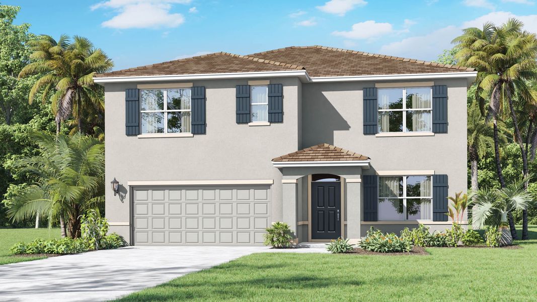 Front exterior of a new home in Okeechobee Spot Lots, Okeechobee, FL, highlighting curb appeal (Image 1). Front exterior of a new home in Okeechobee Spot Lots, Okeechobee, FL, highlighting curb appeal (Image 1).