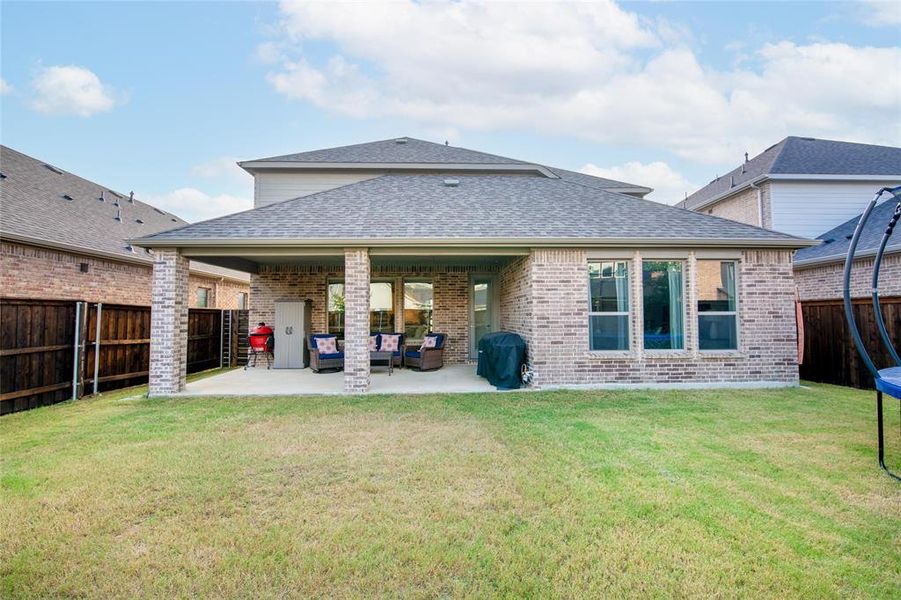Step outside to a generously sized backyard with a wood privacy fence and plenty of room for pets, play, gardening, or future outdoor enhancements. The extended covered patio creates a seamless connection between indoor comfort and outdoor enjoyment. Step outside to a generously sized backyard with a wood privacy fence and plenty of room for pets, play, gardening, or future outdoor enhancements. The extended covered patio creates a seamless connection between indoor comfort and outdoor enjoyment.