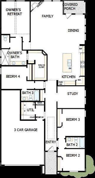2D floor plan layout of this home in Pecan Square - Gardens, Northlake, TX (Image 5).
