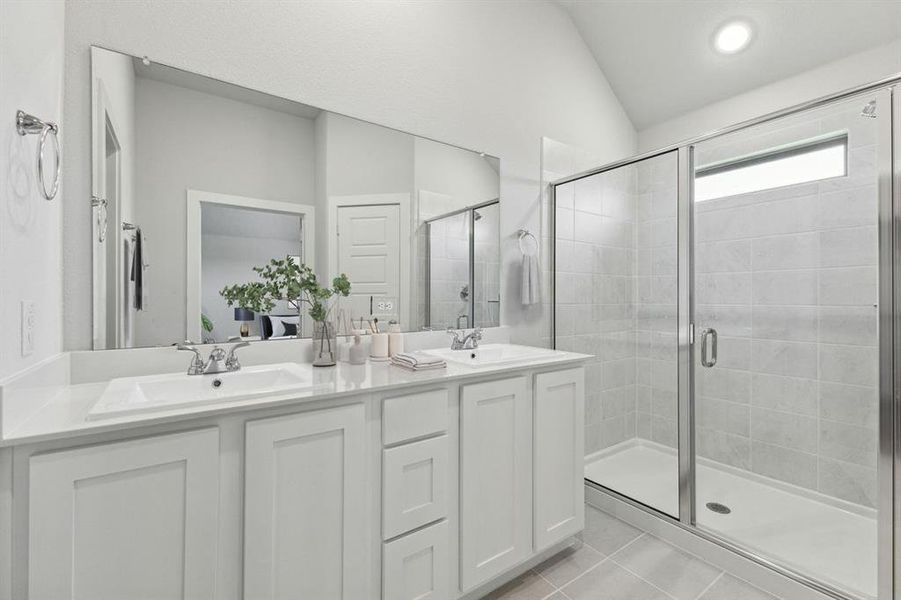 Primary Bathroom in the Amber home plan by Trophy Signature Homes – REPRESENTATIVE PHOTO