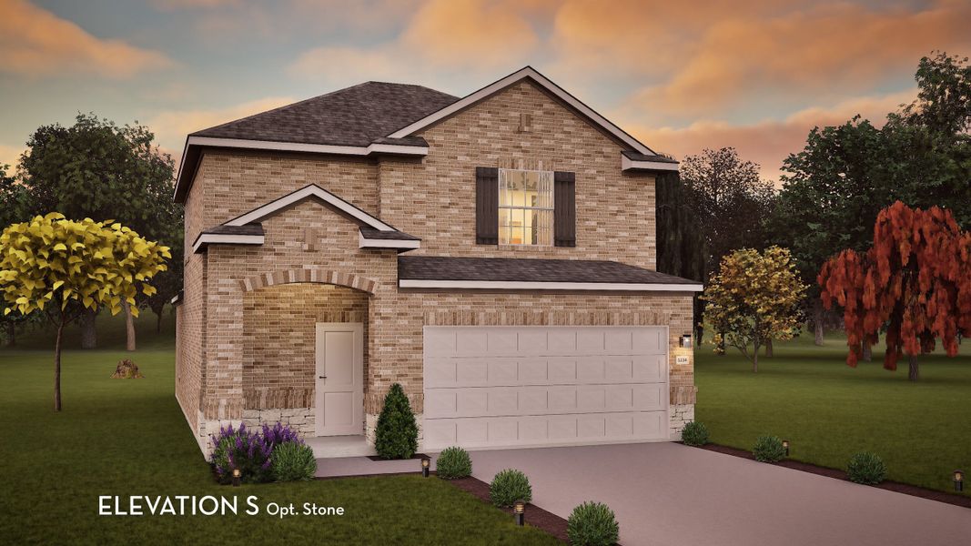 Representative exterior photo of a completed home built from the Elm by CastleRock Communities in Arboretum Estates, Terrell, TX (Image 23).