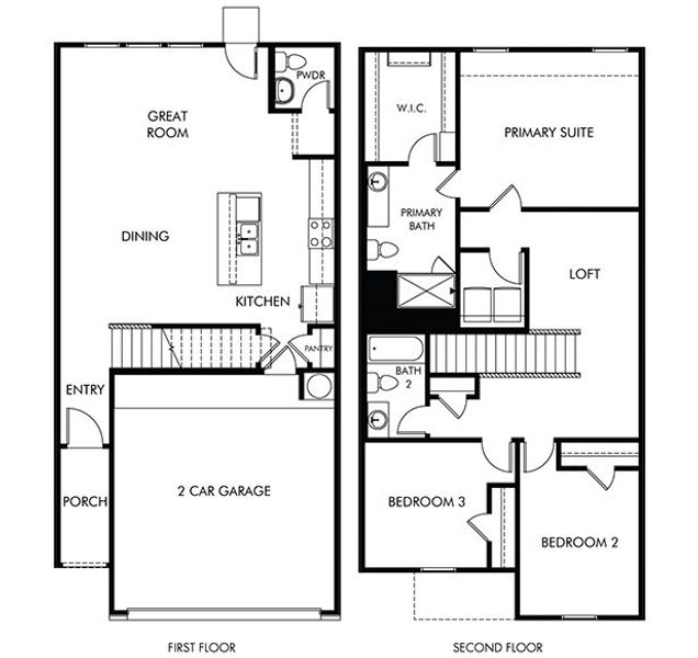 2D floor plan layout for the The Waterloo (175E) by Meritage Homes in Waterstone Village, Kyle, TX (Image 2).