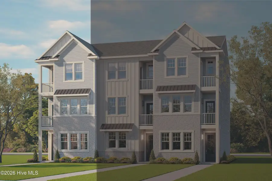 Front exterior of a new home in Downtown Wilmington Collective, Wilmington, NC, highlighting curb appeal (Image 2). Front exterior of a new home in Downtown Wilmington Collective, Wilmington, NC, highlighting curb appeal (Image 2).