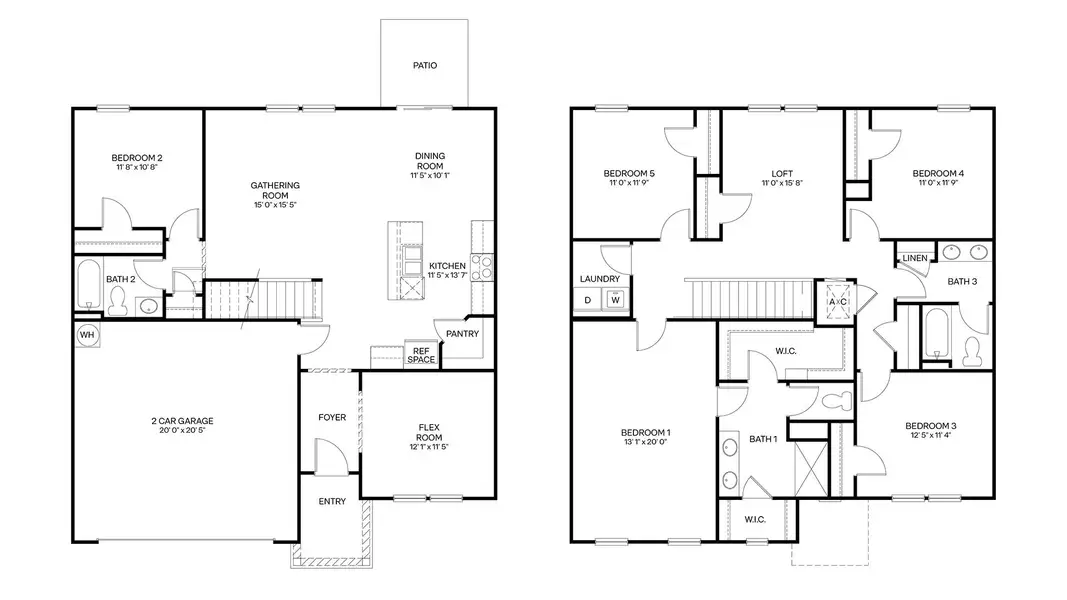 2D floor plan layout for the Hayden+ by D.R. Horton in Diamond Springs, Jacksonville, FL (Image 3).