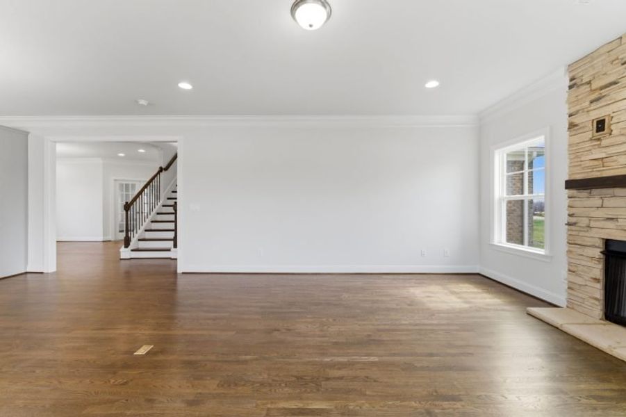 Representative unfurnished interior of a home built from the Fairfield Lux by Keystone Homes NC in Weybridge, Burlington (Image 85).